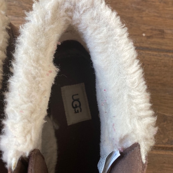 UGG Hapsburg Zip Boots Shoes Womens 9 Brown Leather Suede Shearling - Picture 8 of 11